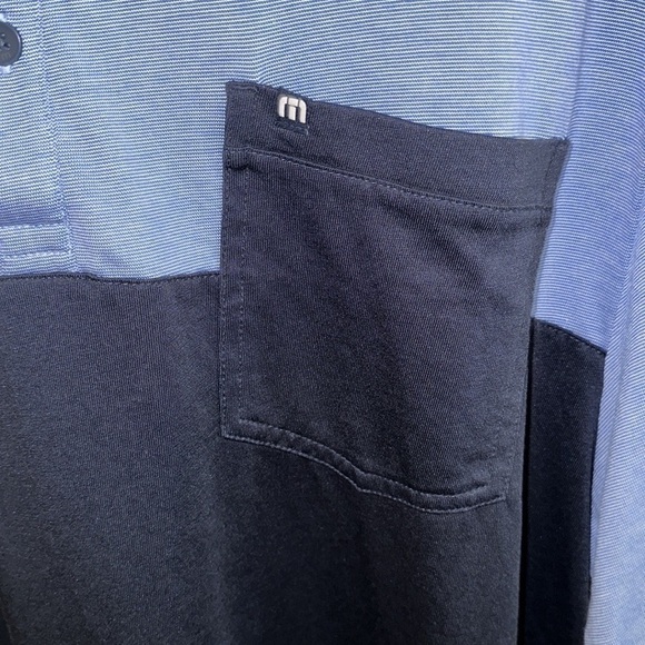 Travis Mathew Blue Colorblock Short Sleeve Polo Shirt Size XL - Picture 5 of 6